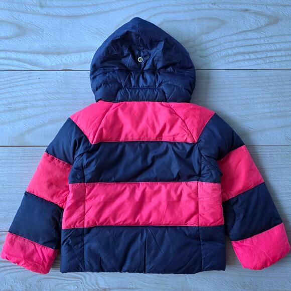Polo Ralph Lauren Girls Duck Down Puffer Foldable Hood Jacket Sz.4/4T Navy Pink - Picture 2 of 7
